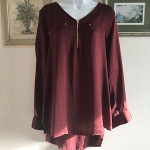 Apt 9 silky blouse burgandy XL
